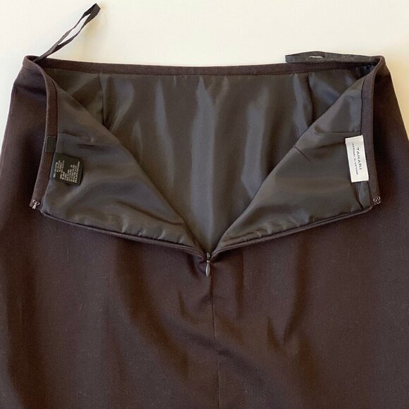 Tahari Brown Pencil Skirt w/ Pleated Hem Size 4 - Picture 3 of 8